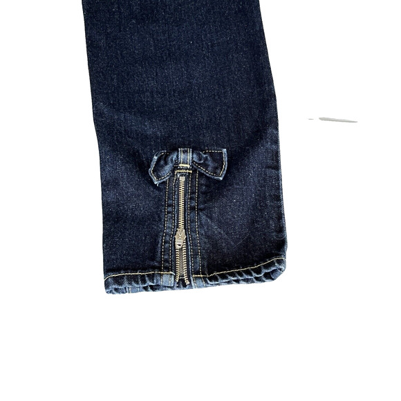 NWOT AMO Womens Jeans SZ 28 BOW Crop Zipper Ankle Dark Wash Straight Summer - Picture 7 of 15